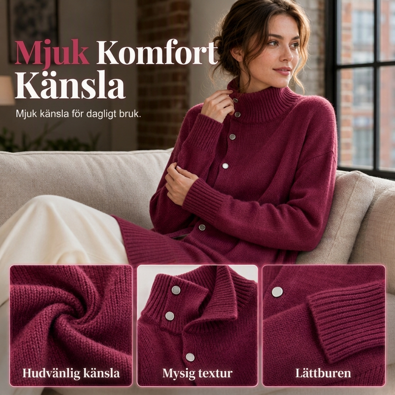 🍂Nya höstnyheter|Mysig Elegant Kofta för Dam – Lång Passform och Mjuk Komfort för Höstens Alla Dagar