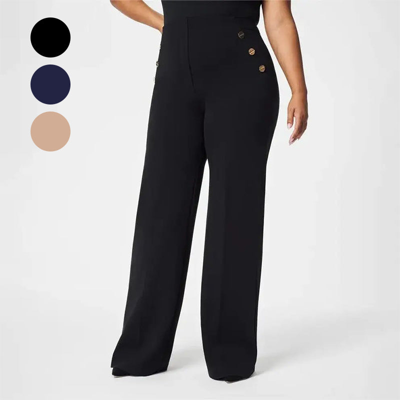 Bästsäljare🔥|Eleganta Vida Byxor för Dam – Hög Midja, Stretch & Perfekt Passform