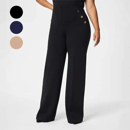 Bästsäljare🔥|Eleganta Vida Byxor för Dam – Hög Midja, Stretch & Perfekt Passform