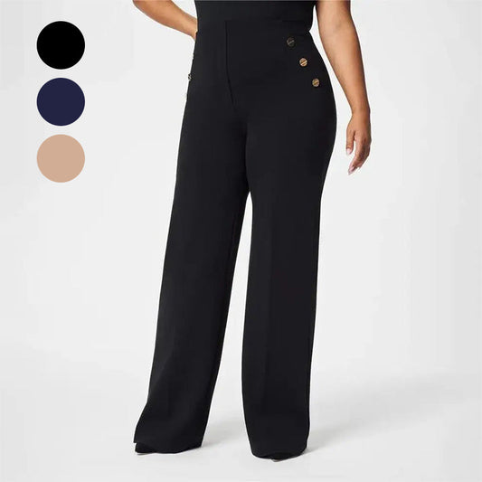 Bästsäljare🔥|Eleganta Vida Byxor för Dam – Hög Midja, Stretch & Perfekt Passform