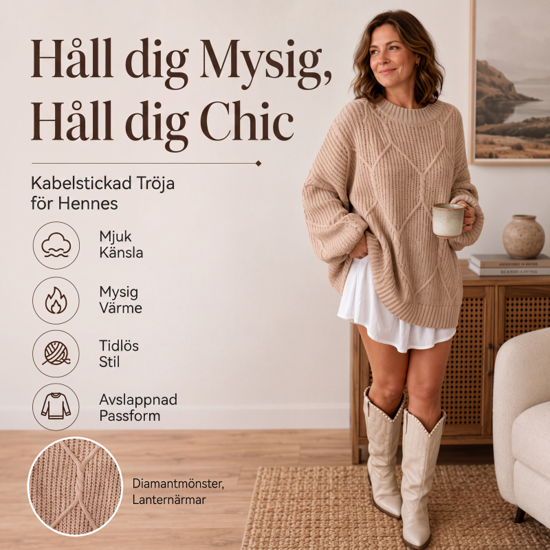 🍂Höstens bästsäljare|Mysig Kabelstickad Tröja för Dam – Varm Komfort & Elegant Höststil