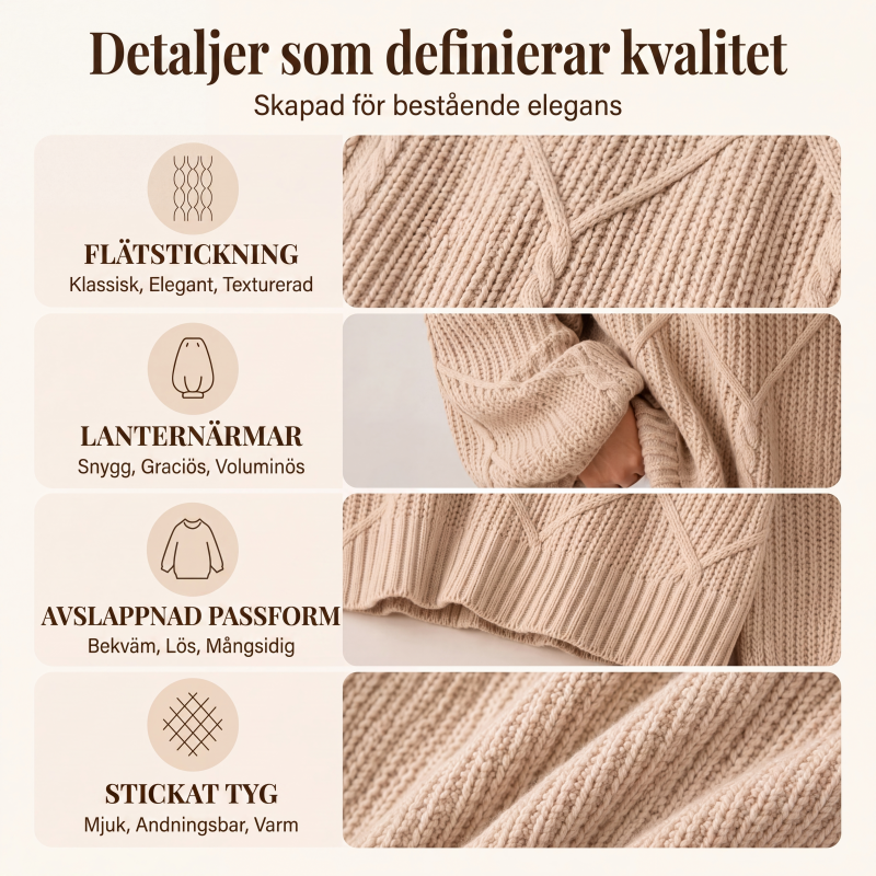 🍂Höstens bästsäljare|Mysig Kabelstickad Tröja för Dam – Varm Komfort & Elegant Höststil