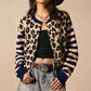 Tidlös Stickad Cardigan Dam – Mjuk Kofta med Elegant Leopardmönster