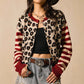Tidlös Stickad Cardigan Dam – Mjuk Kofta med Elegant Leopardmönster
