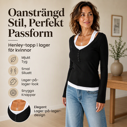 ⏳ Het erbjudande! |Elegant Damtop med Falsk Lager-På-Lager Look – Bekväm Stil För Varje Dag