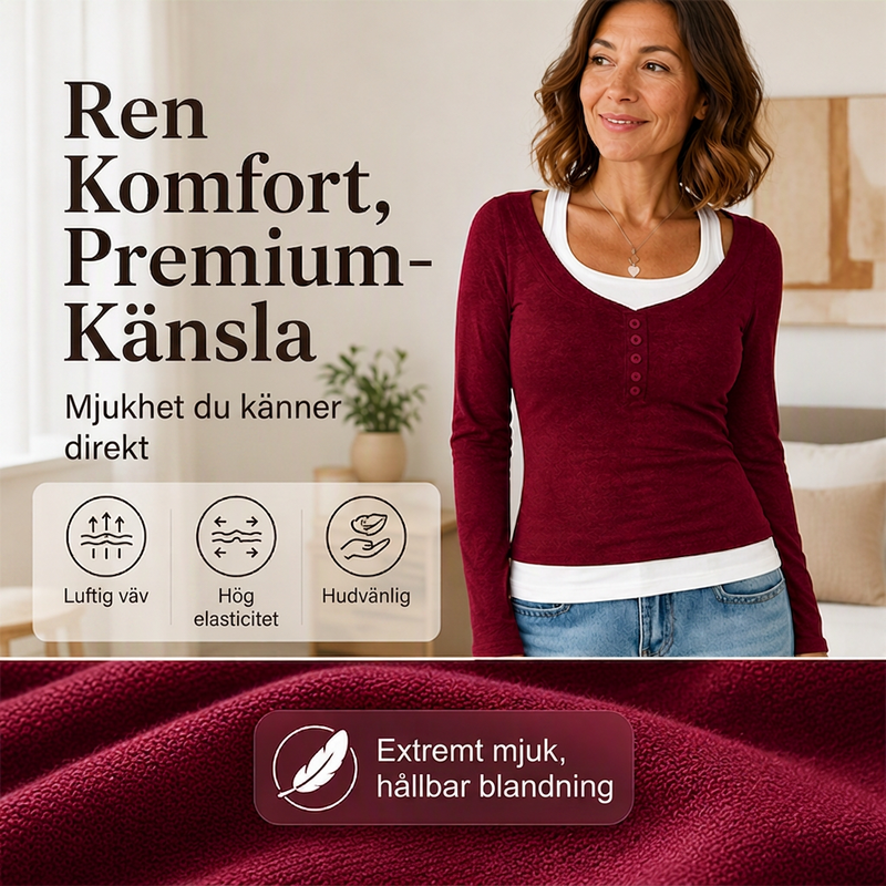 ⏳ Het erbjudande! |Elegant Damtop med Falsk Lager-På-Lager Look – Bekväm Stil För Varje Dag