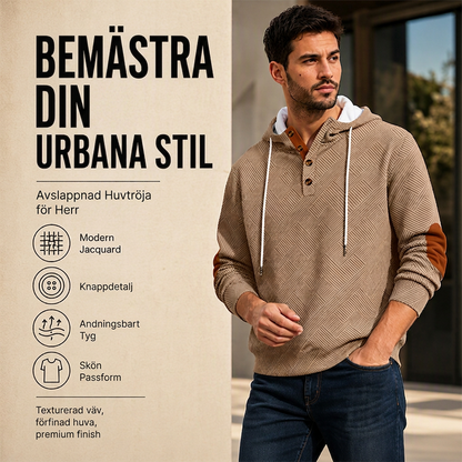 🔥 Höstens Favorit | Herr Hoodie med Texturerad Jacquard Design – Komfort & Stil i Ett