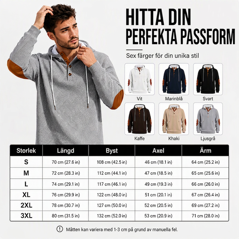 🔥 Höstens Favorit | Herr Hoodie med Texturerad Jacquard Design – Komfort & Stil i Ett