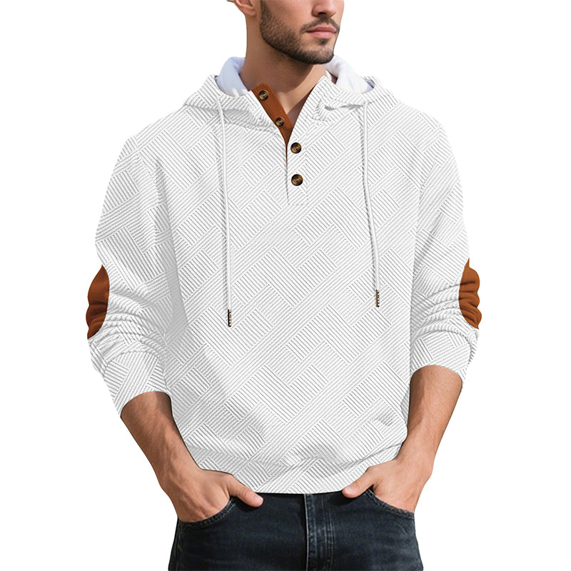 🔥 Höstens Favorit | Herr Hoodie med Texturerad Jacquard Design – Komfort & Stil i Ett