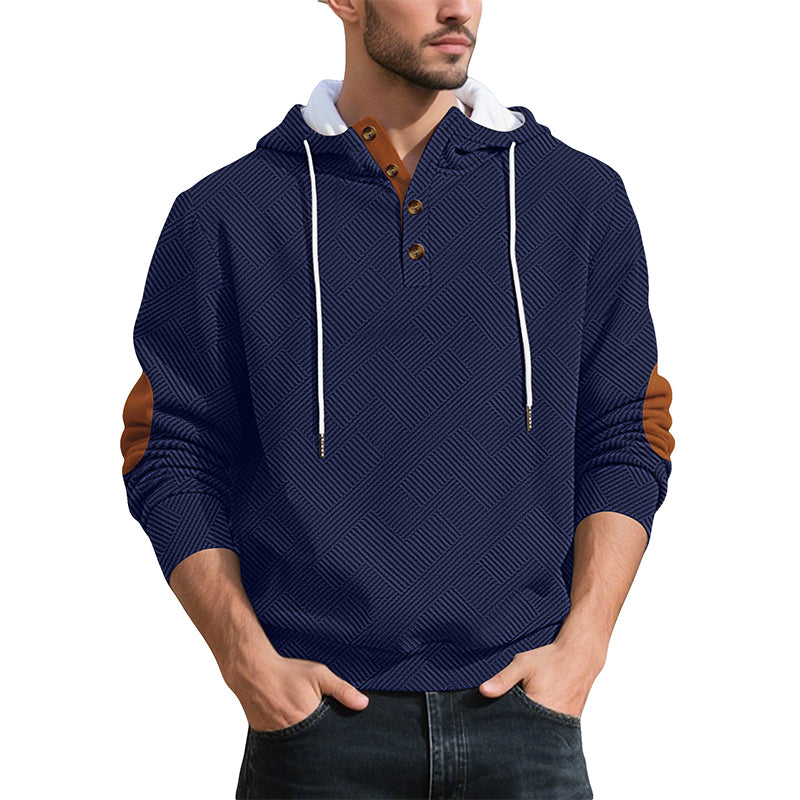 🔥 Höstens Favorit | Herr Hoodie med Texturerad Jacquard Design – Komfort & Stil i Ett