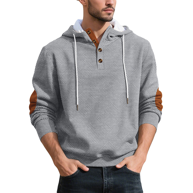 🔥 Höstens Favorit | Herr Hoodie med Texturerad Jacquard Design – Komfort & Stil i Ett