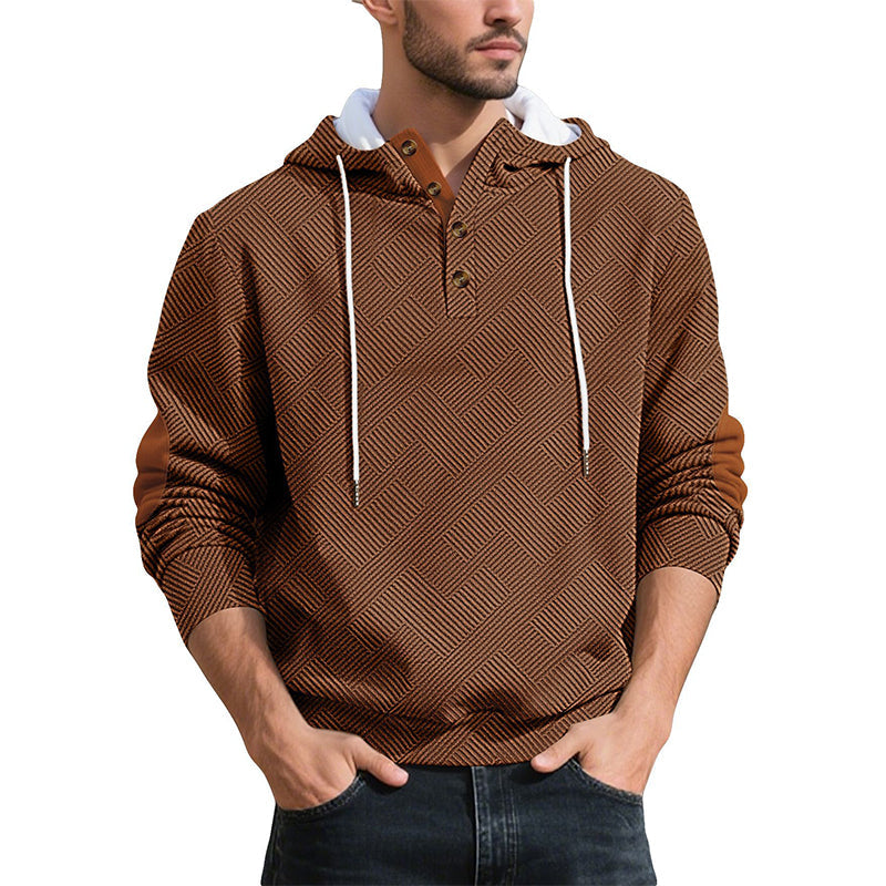 🔥 Höstens Favorit | Herr Hoodie med Texturerad Jacquard Design – Komfort & Stil i Ett