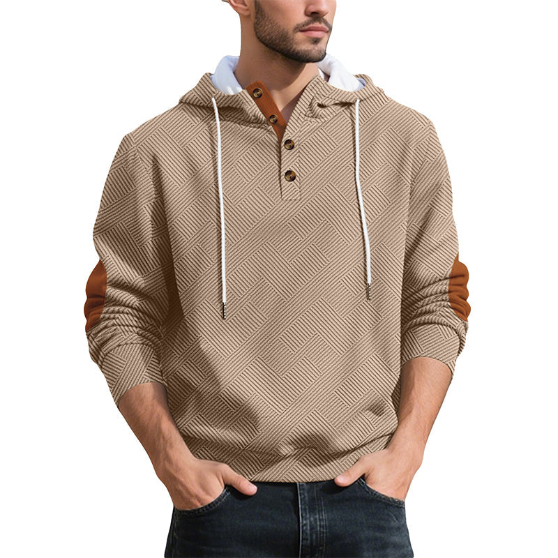 🔥 Höstens Favorit | Herr Hoodie med Texturerad Jacquard Design – Komfort & Stil i Ett