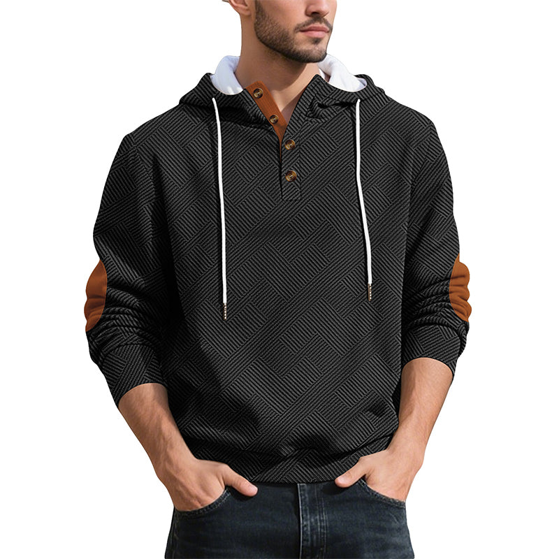 🔥 Höstens Favorit | Herr Hoodie med Texturerad Jacquard Design – Komfort & Stil i Ett