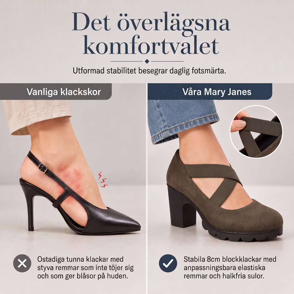 ✨Eleganta Mary Jane Klackskor för Dam – Stabil Komfort med Rund Tå & Blockklack