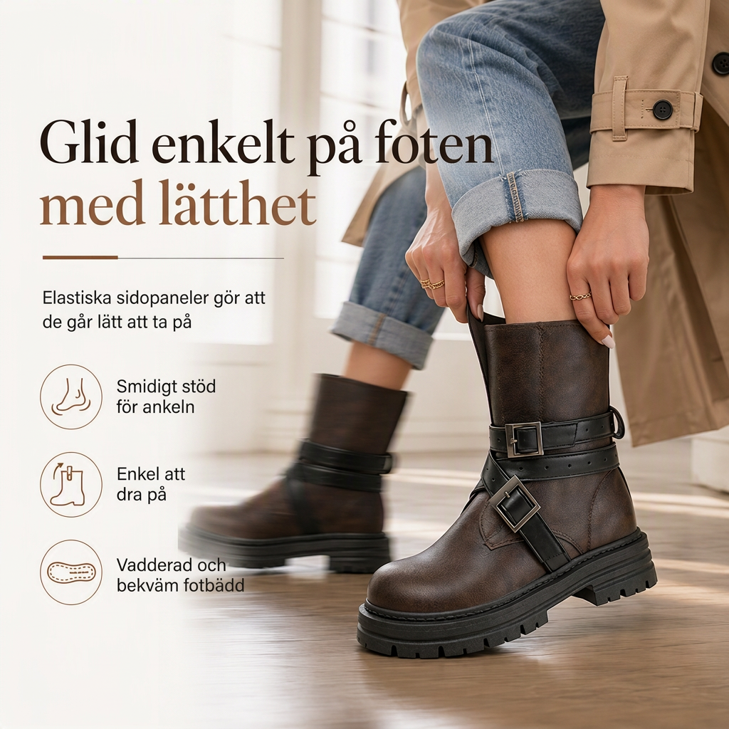 🍂 Höstens Favorit | Bekväma Damboots med Stabil Klack & Mjuk Passform