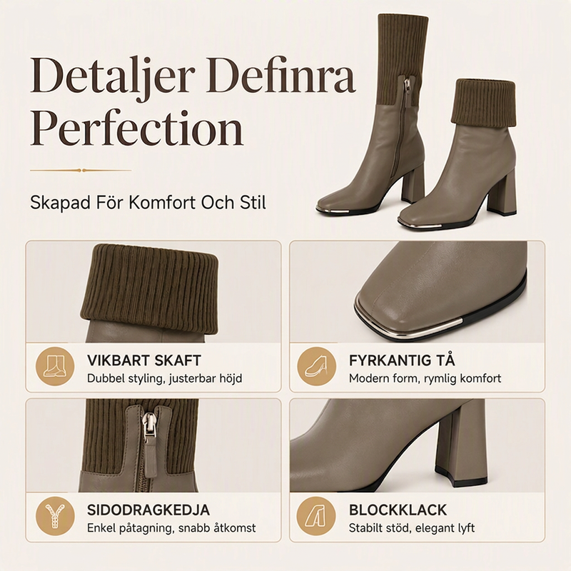 🍂 Höstens Eleganta Stövlar | Stretchdesign Med Bekväm Blockklack För Dam