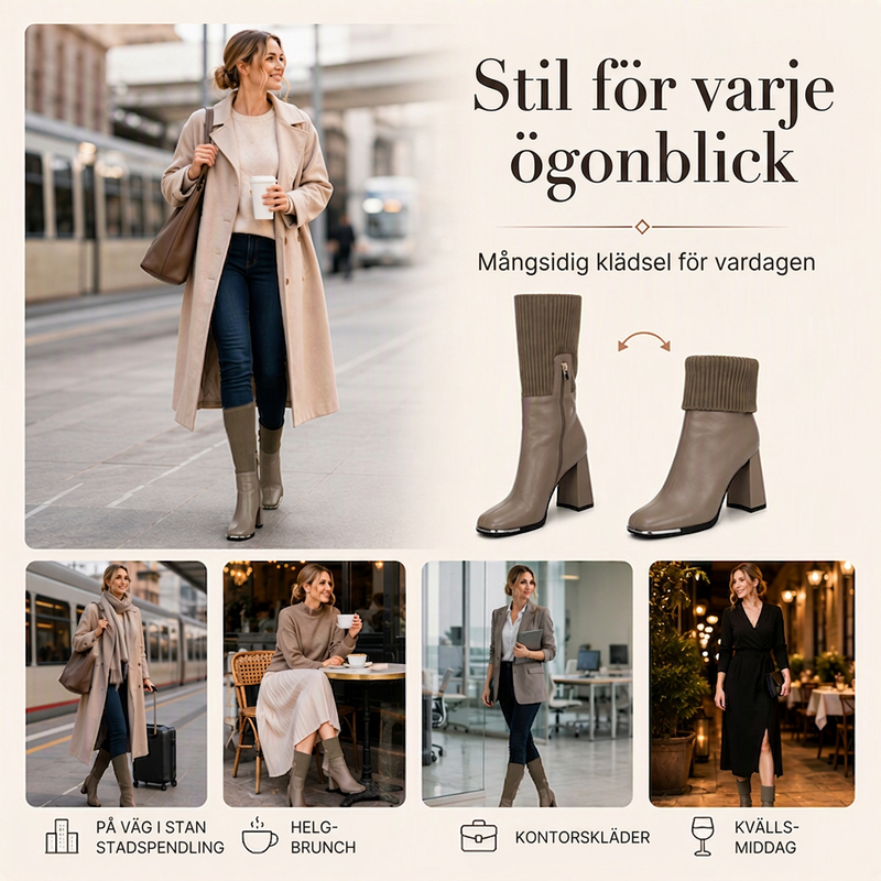 🍂 Höstens Eleganta Stövlar | Stretchdesign Med Bekväm Blockklack För Dam