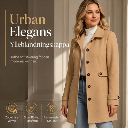 Damens elegant enkelknäppt smal kappa