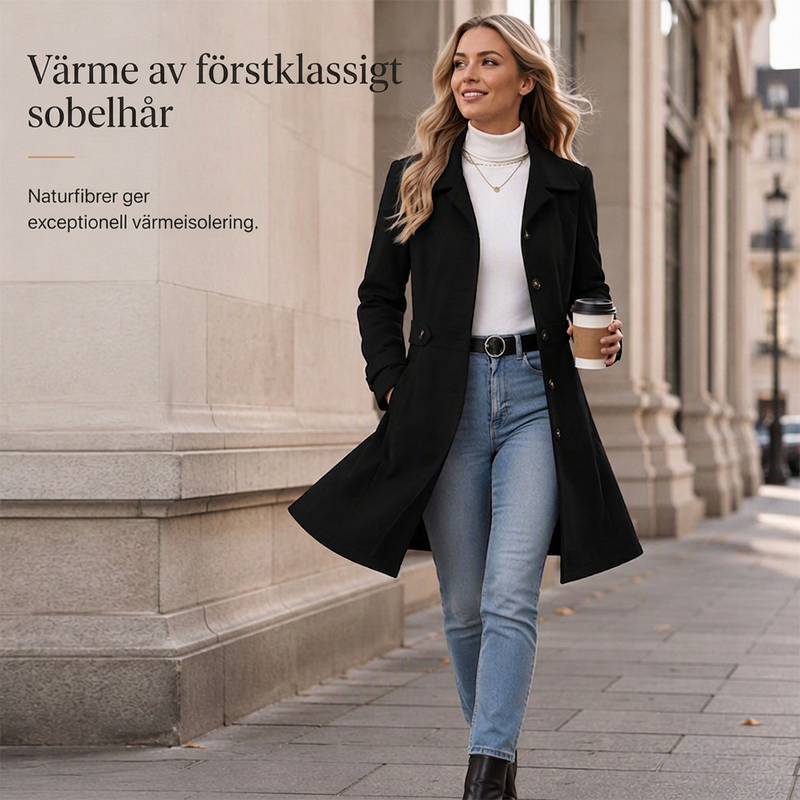 Damens elegant enkelknäppt smal kappa