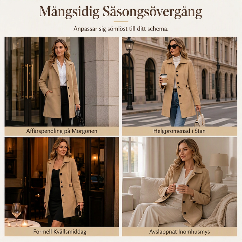 Damens elegant enkelknäppt smal kappa