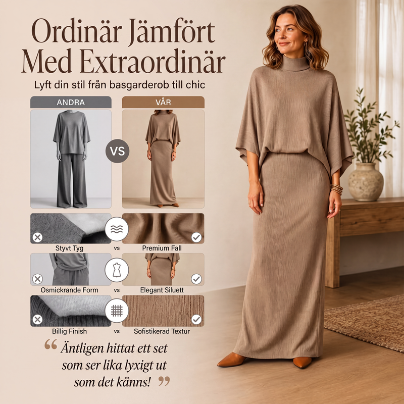 Set med batwingärmad topp och maxikjol för kvinnor