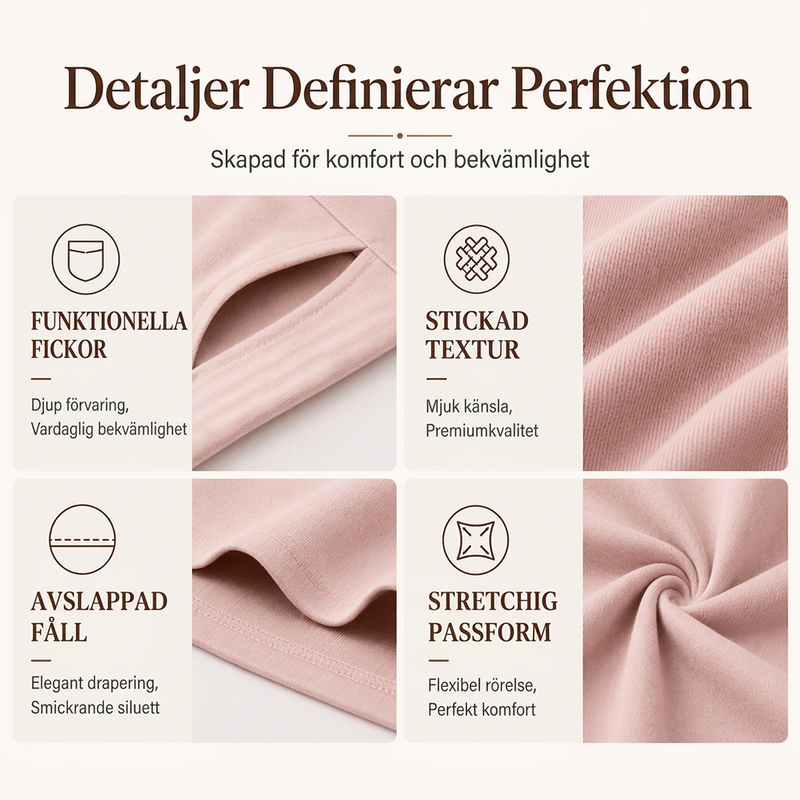 Långärmad t-shirtklänning för kvinnor med fickor