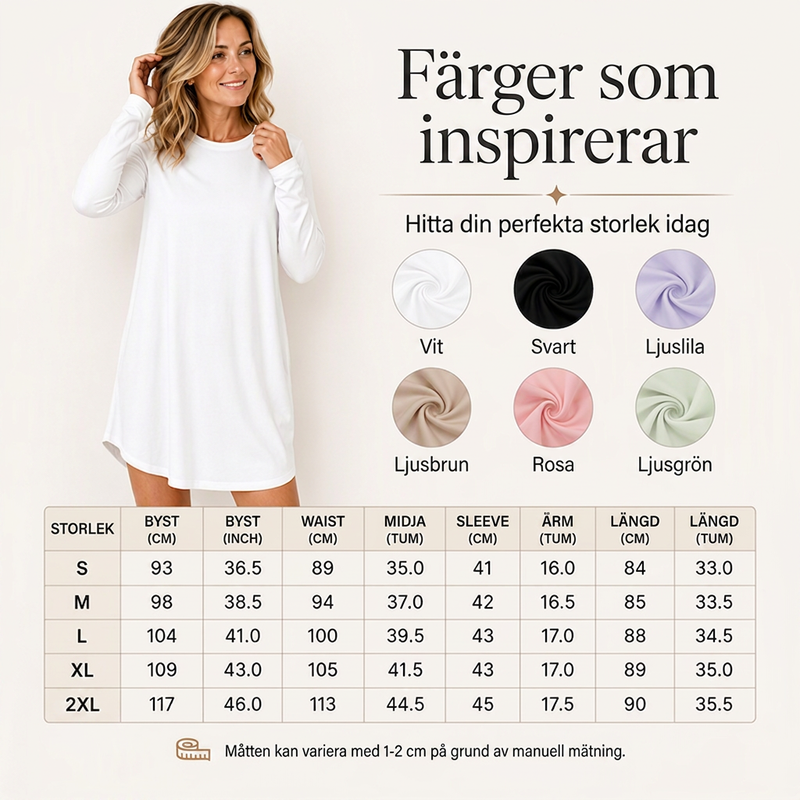 Långärmad t-shirtklänning för kvinnor med fickor