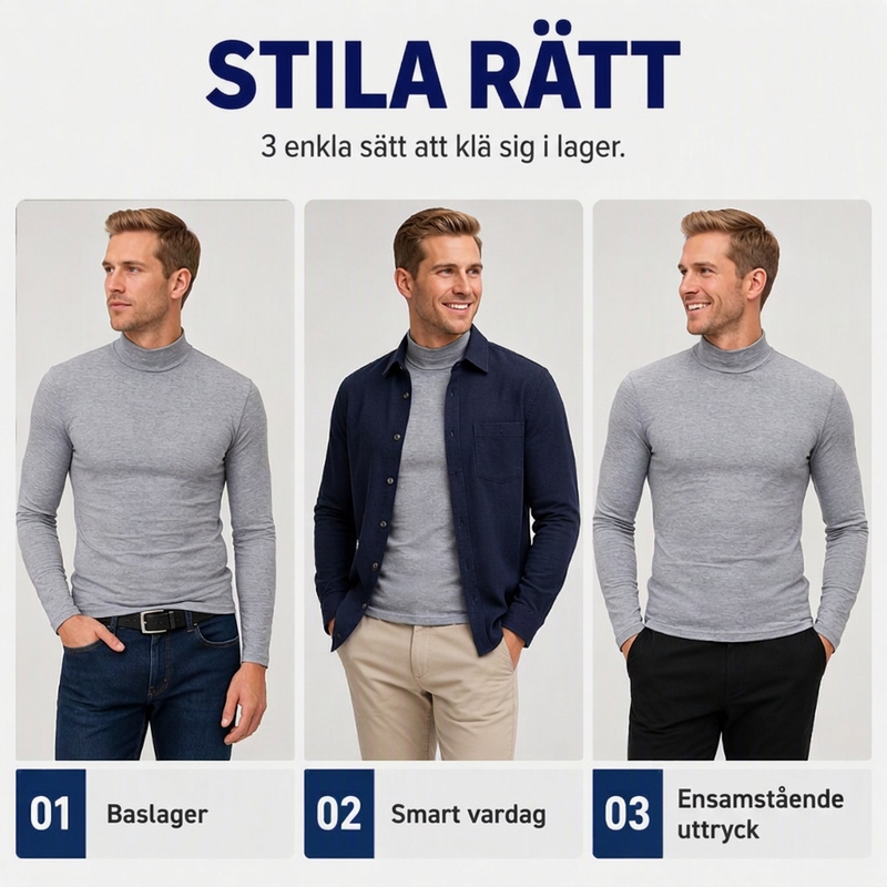 Herrslimmad mock turtleneck-topp