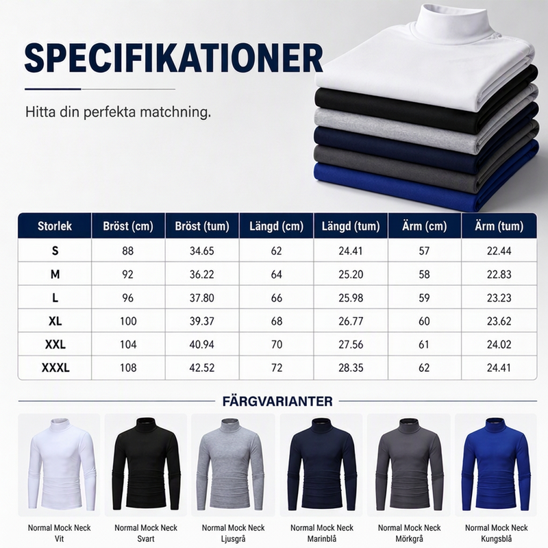 Herrslimmad mock turtleneck-topp
