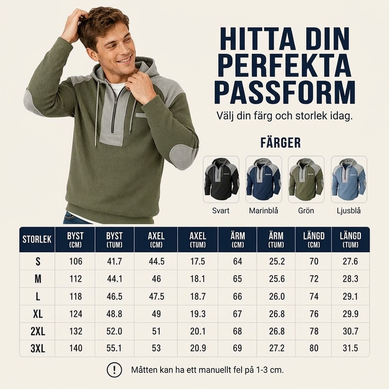 Herrars ledig lappad huvtröja i våffelstickning