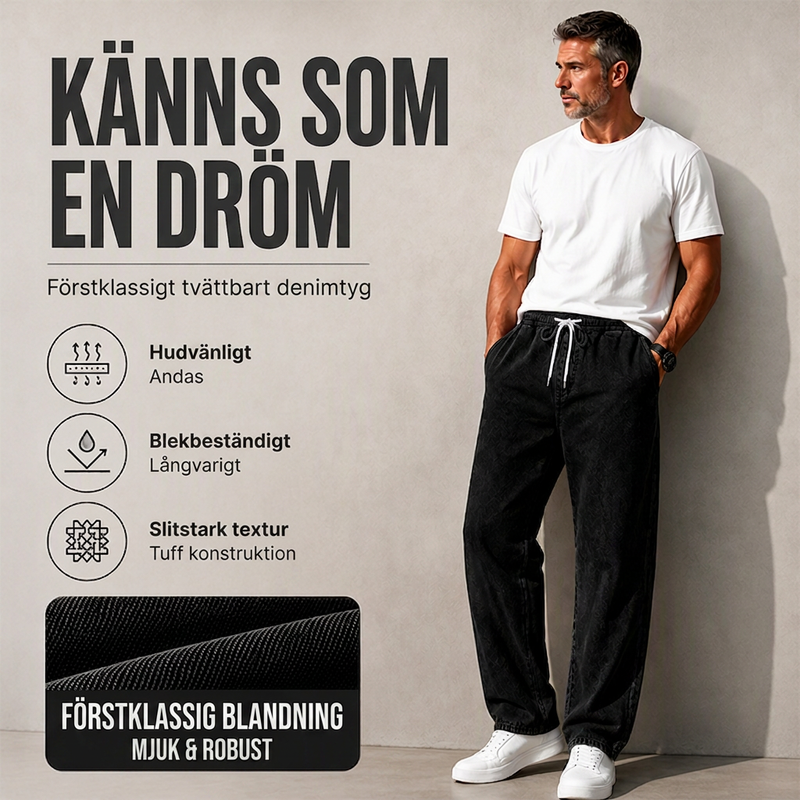 Manliga lösa raka jeans
