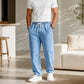 Manliga lösa raka jeans