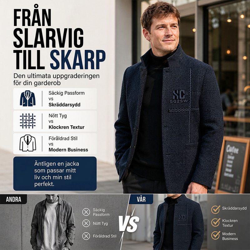 Kavaj med mandarinkrage och slim fit för män