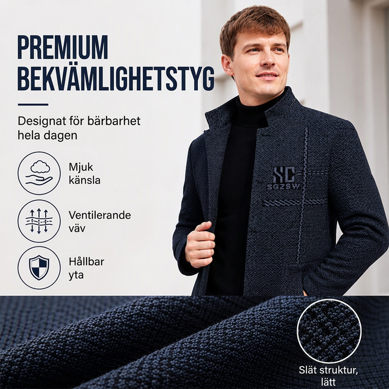 Kavaj med mandarinkrage och slim fit för män