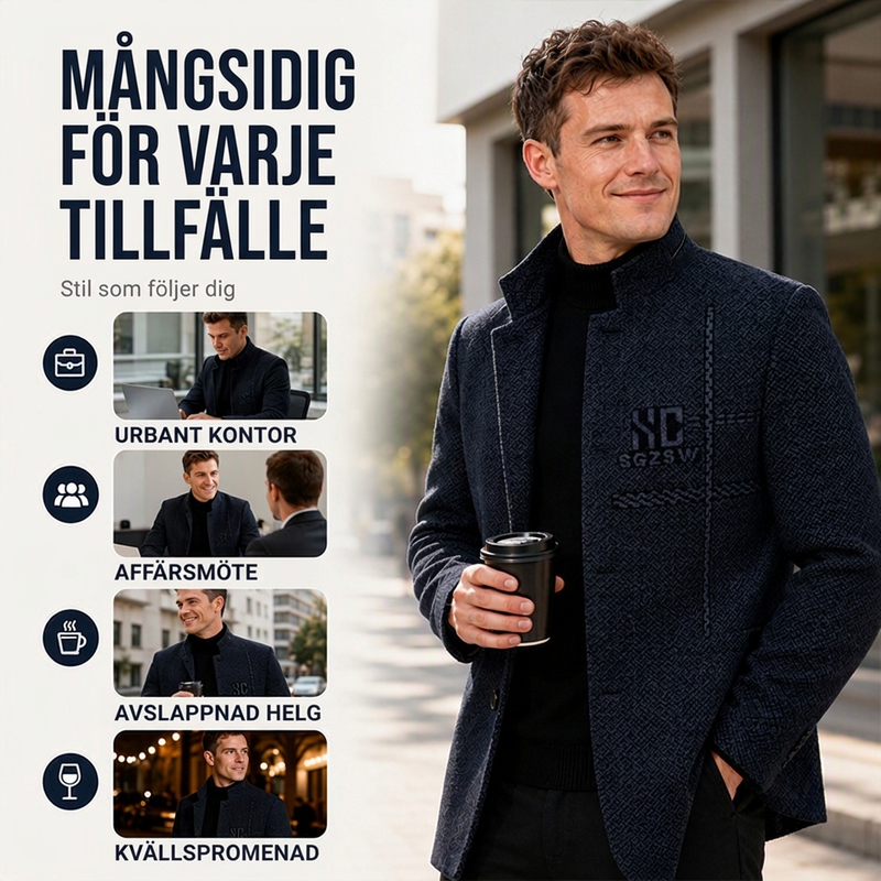 Kavaj med mandarinkrage och slim fit för män