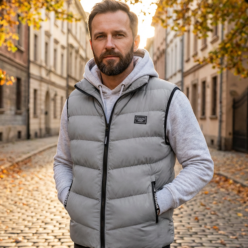 📢🎉50 % rabatt!!!🛍️✨Vadderad väst för herr med ståkrage
