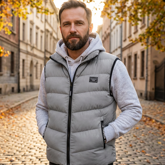 📢🎉50 % rabatt!!!🛍️✨Vadderad Herrväst med Ståkrage – Värmande Komfort & Praktiska Fickor