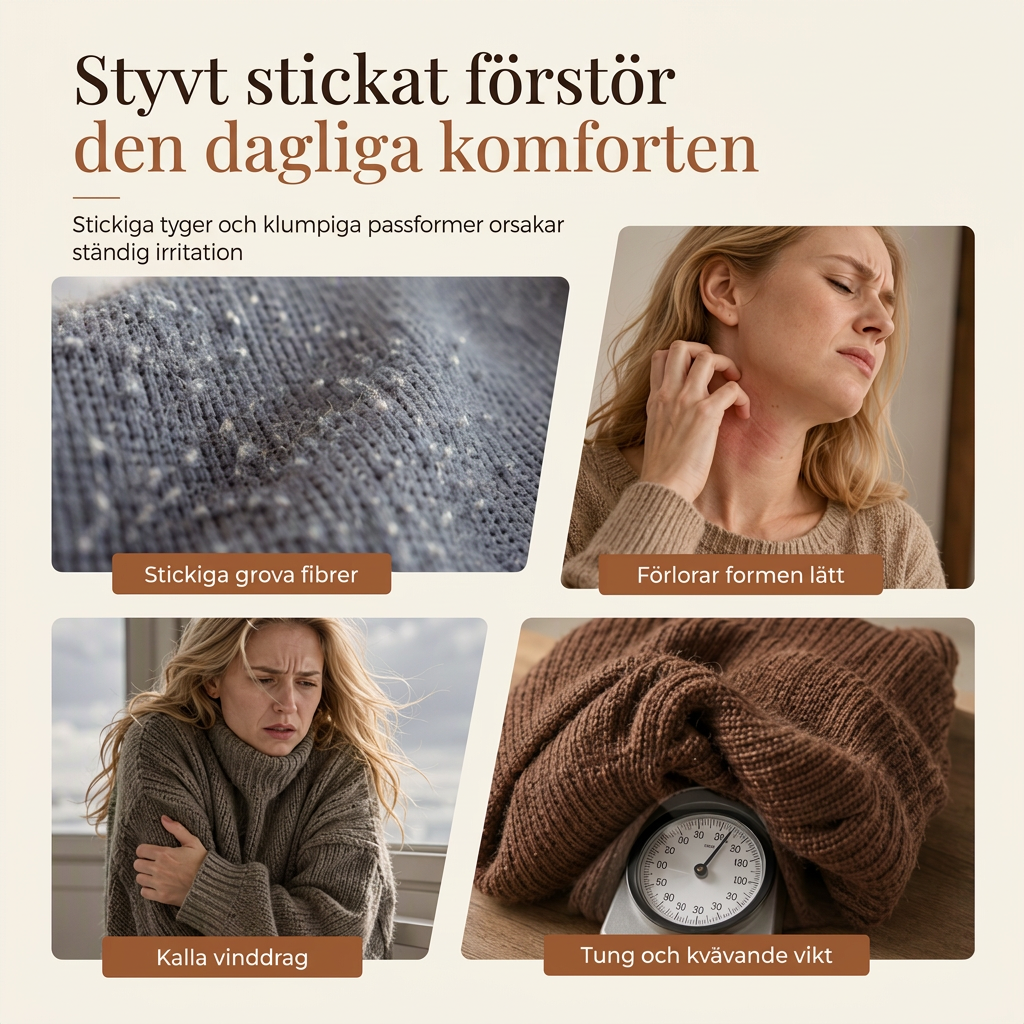 Kvinnors ledig rutig huvtröja i stickad ull