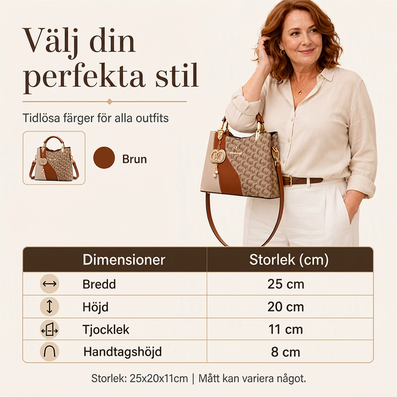 Stilfull tryckt axelremsväska i bucket-modell