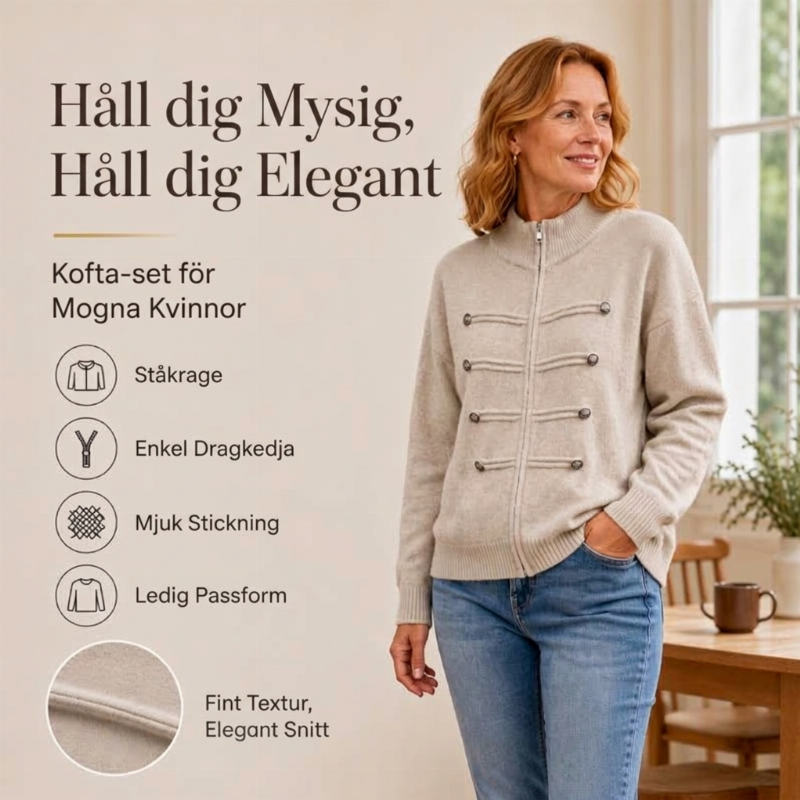 ⏳ Het erbjudande! |Bekväm stickad jacka med hög krage – värme och stil för kyligare dagar
