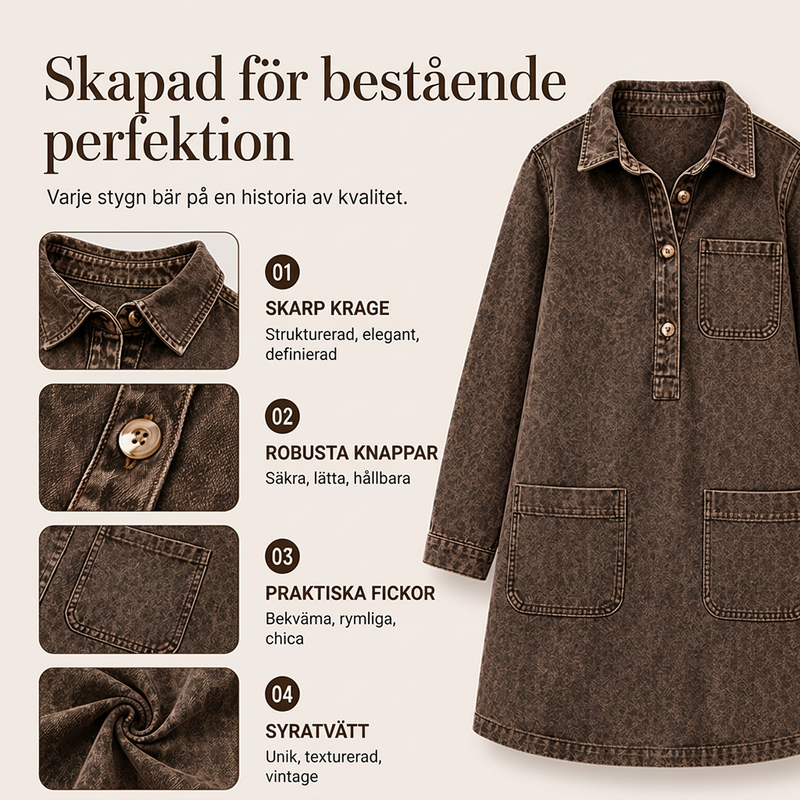 🍂Höstens bästsäljare|Långärmad denimklänning – tidlös design med bekväm passform