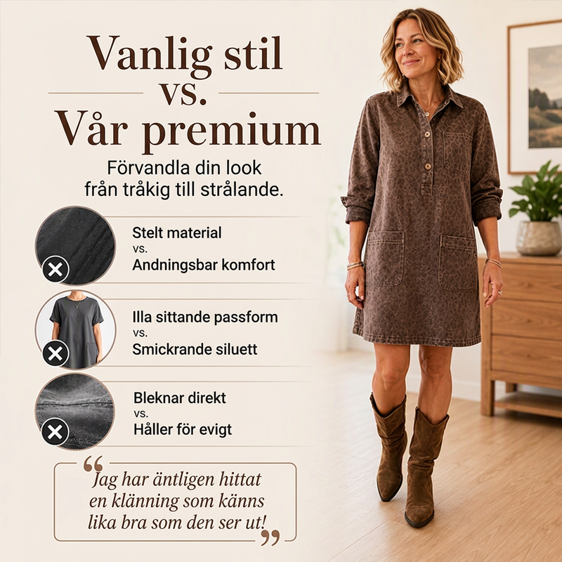 🍂Höstens bästsäljare|Långärmad denimklänning – tidlös design med bekväm passform