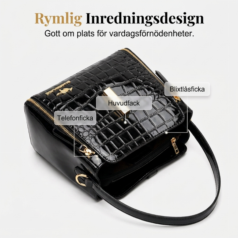 Nyhetserbjudande✨|Stilren handväska med krokodilmönster – rymlig och elegant