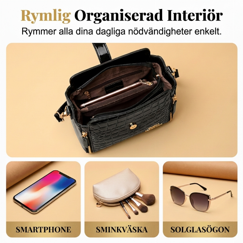 Nyhetserbjudande✨|Stilren handväska med krokodilmönster – rymlig och elegant
