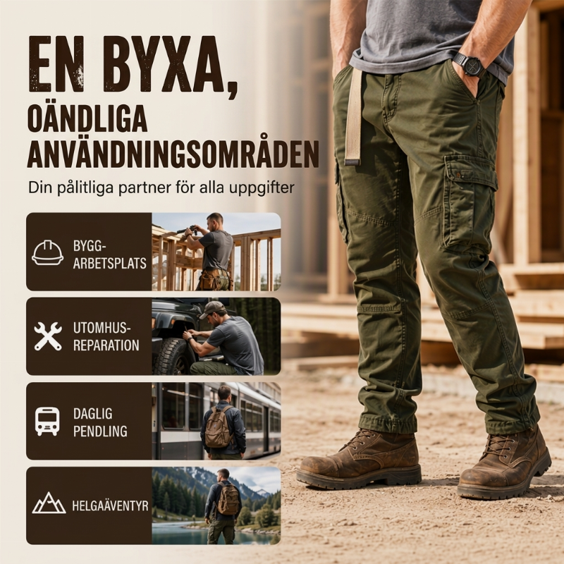 Taktiska cargobyxor för män med flera fickor