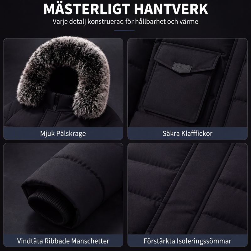 Varm vadderad vinterkappa för män