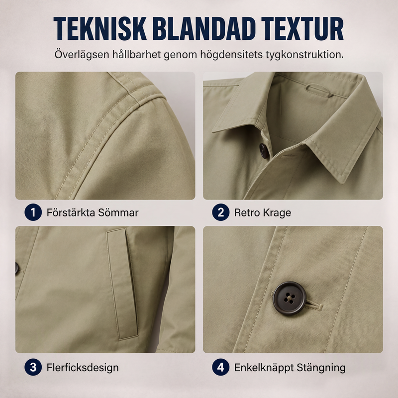 Vattentät midjelång trenchcoat för män