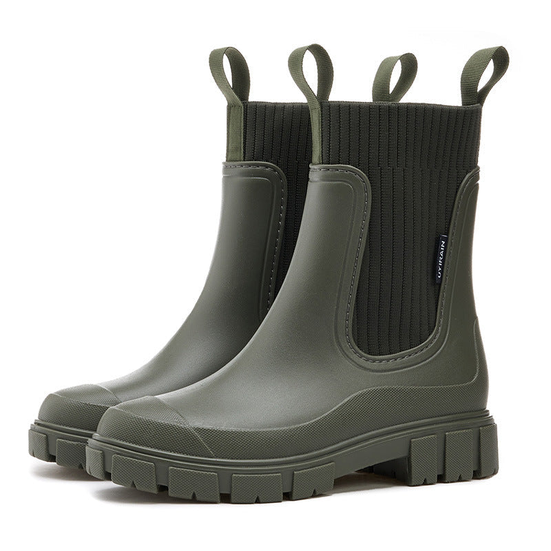Vattentäta Halkfria Boots med Tjock Sula i Mellanlängd