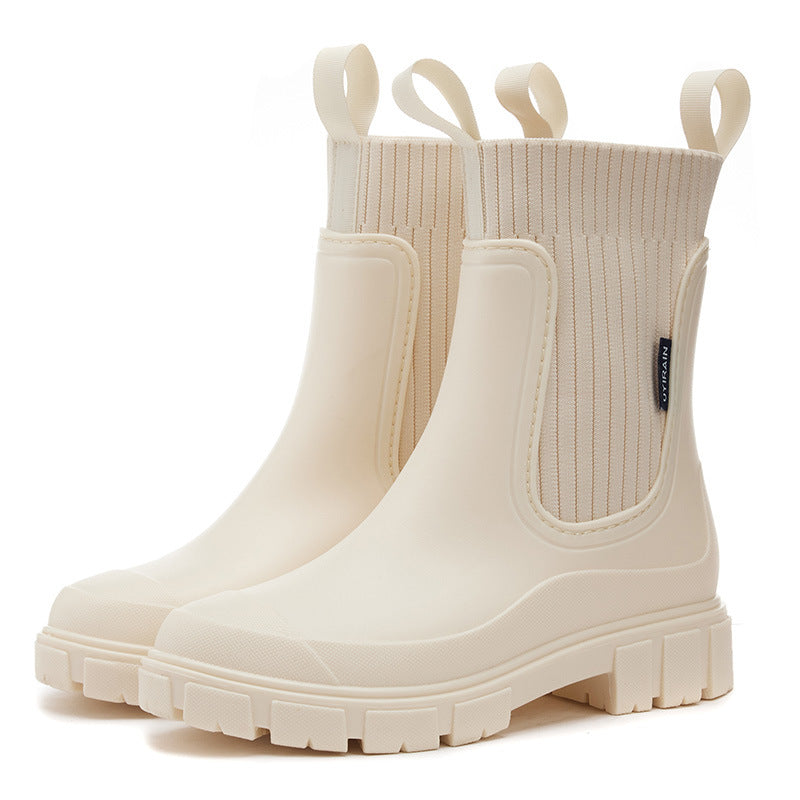 Vattentäta Halkfria Boots med Tjock Sula i Mellanlängd